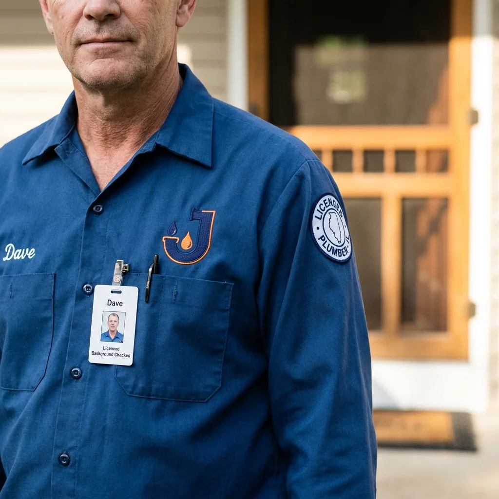 Licensed plumber showing ID badge in Kenduskeag, ME