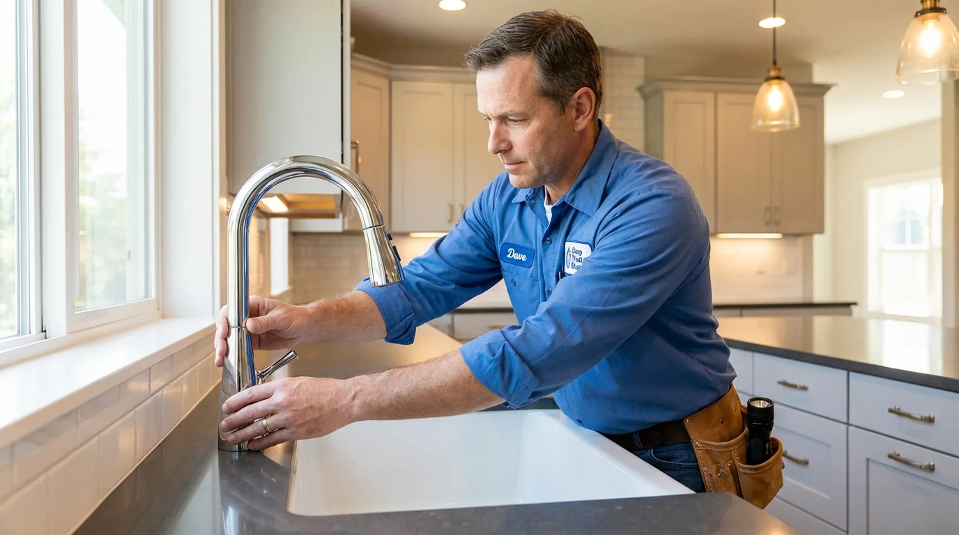 Kitchen faucet installation by Johns Plumbing LLC in Kenduskeag